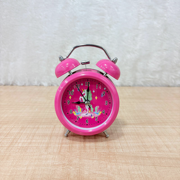 TM0190 MIni Twin Bell Analog Alarm Clock with Cartoon Illustrations for Kids