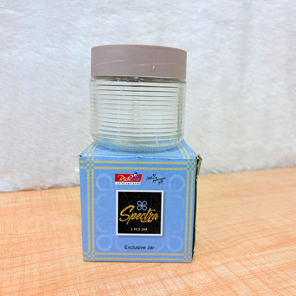 TM0074 Spectra Exclusive Ribbed Glass Storage Jar with Airtight Lid - 1pc