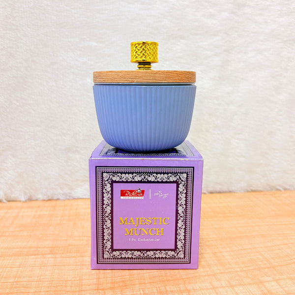 TM0075 Majestic Munch – Exclusive Blue Ribbed Decorative Jar - 1pc