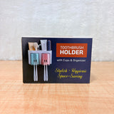 AM6480 2 Glass Toothbrush Holder with Dual Cups and Organizer