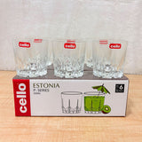AM6585 Cello Estonia P-Series Glass Tumbler Set (200ml, 6 Pieces)