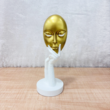TM0200 Nordic Golden Mask & White Hand Resin Statue – for Home Decor