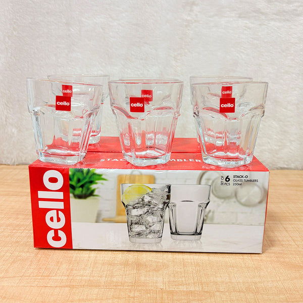 AM6581 Cello STACK-O Glass Tumbler Set - 250ml (Set of 6)