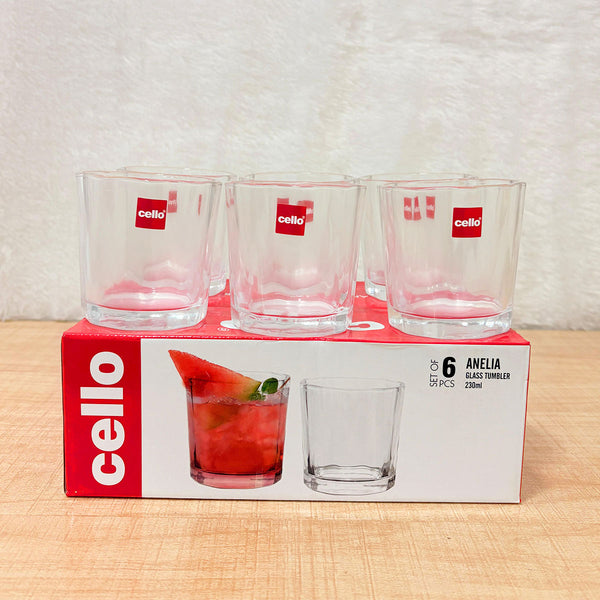 AM6538 Cello Anelia Glass Tumbler Set - 230ml (Set of 6)