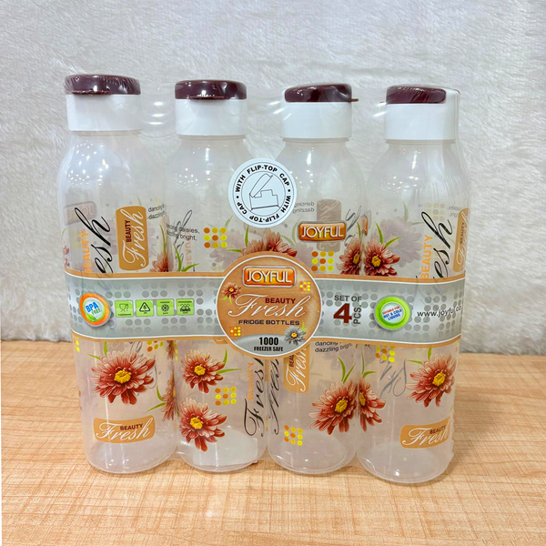 TM0175 Joyful Beauty Fresh 1000 Fridge Bottles - Set of 4 (Printed, Flip-Top)