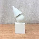 TM0198 Minimalist Matte White Geometric Totem Sculpture