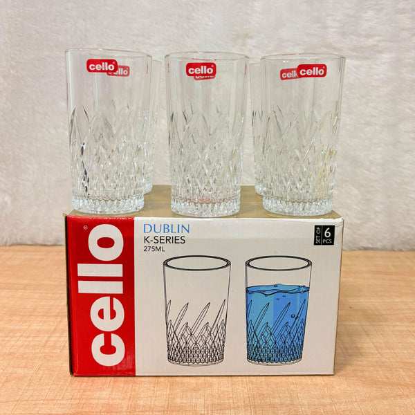 AM6598 Cello Dublin K-Series Glass Tumbler Set, 275ml (Pack of 6)