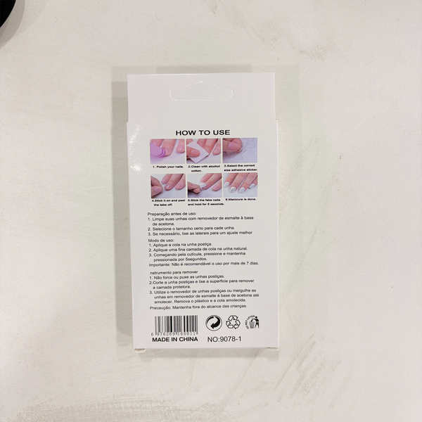 TM0167 Mix-Design Pink & Purple Heart Pattern Press-On Nail Set (12-Piece)