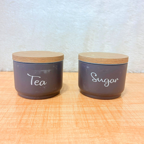 TM0081 Morning Brew 2-Piece Matte Grey Tea, Coffee, and Sugar Container Set