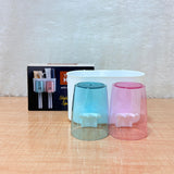 AM6480 2 Glass Toothbrush Holder with Dual Cups and Organizer