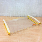 TM0184 JOYFUL 24 Carat Premium Big Serving Tray with Gold-Tone Handles (Big)