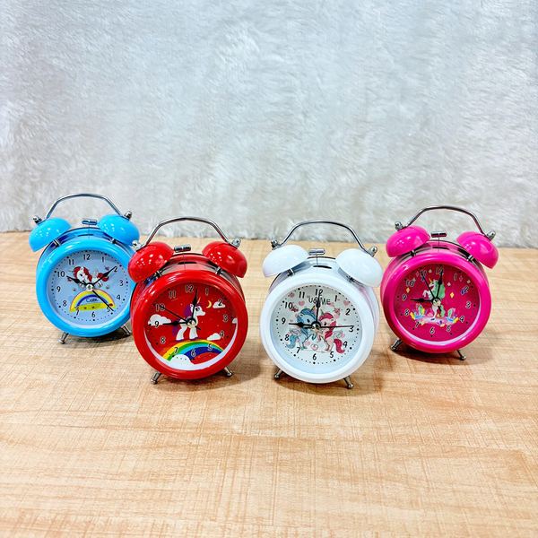TM0190 MIni Twin Bell Analog Alarm Clock with Cartoon Illustrations for Kids