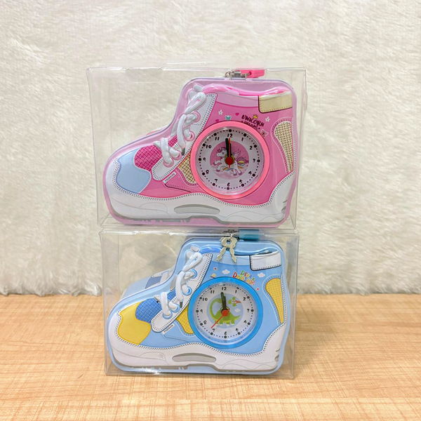 TM0157 2 in 1 Shoe Pattern Piggy Bank with Alarm Clock Set