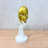TM0200 Nordic Golden Mask & White Hand Resin Statue – for Home Decor