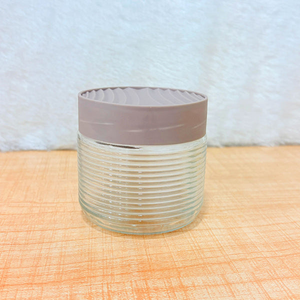 TM0074 Spectra Exclusive Ribbed Glass Storage Jar with Airtight Lid - 1pc
