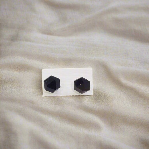 AM5762 Multi-Design Jet Screw Black Earrings for Girls and Women (1 Pair)