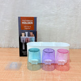 AM6481 3 Glass Toothbrush Holder with Dual Cups and Organizer