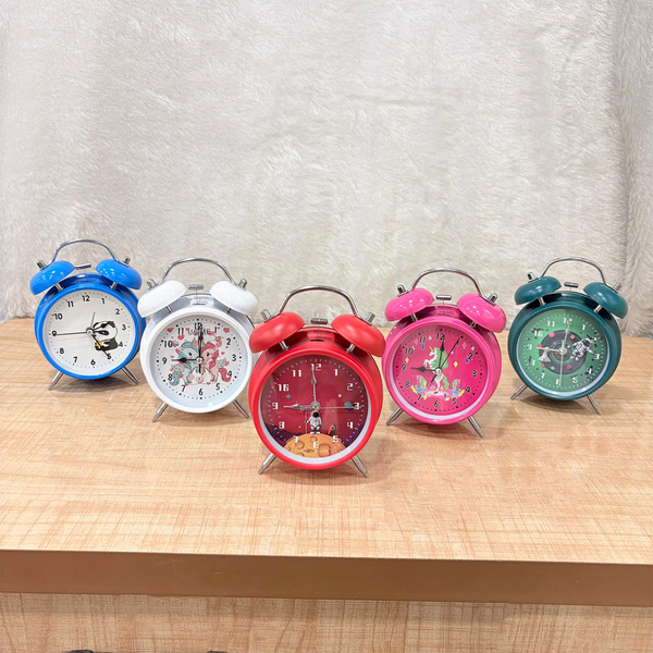 TM0191 Twin Bell Analog Alarm Clock with Cartoon Illustrations for Kids