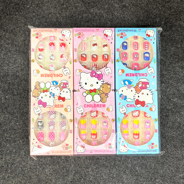 TM0165 Hello Kitty Character Press-On Nails for Kids (12-Piece Set)