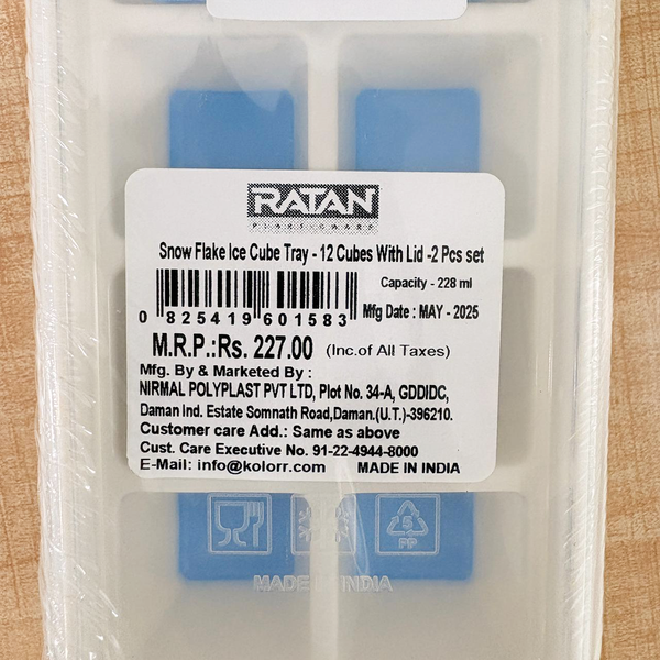 AM6732 Ratan Snowflake Ice Cube Tray with Lid - 12 Cubes, Set of 2 (228ml)