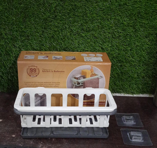 8788 Multipurpose Platic Hanging Drain Rack With Adhesive Hook for Kitchen and Bathroom Dishcloth Holders Basket Drying Tray Organizer