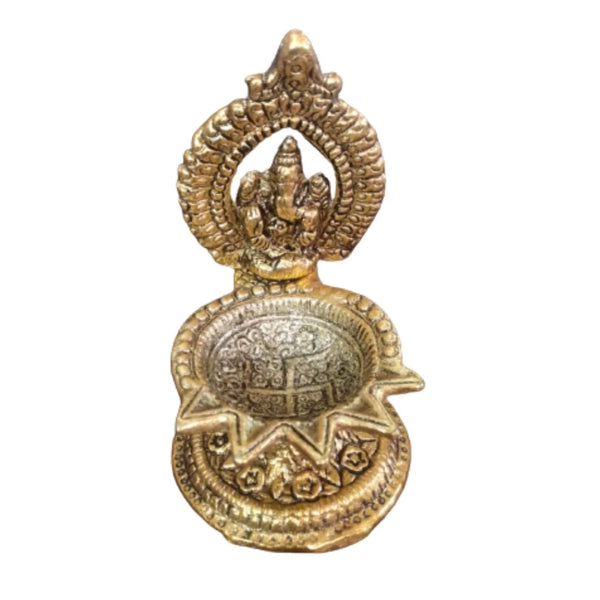 AM0757 Gold Plated Ganesha Diya Panch Bati Diya