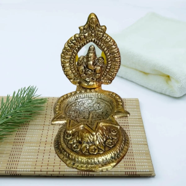 AM0757 Gold Plated Ganesha Diya Panch Bati Diya