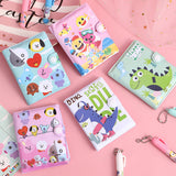 AM2156 Cartoon Pocket Diary with Pen, Writing Book for Kids Boys Girls, Cartoon Stationery Set