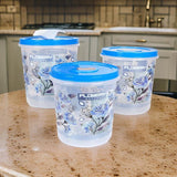 AM3946 Joyful Storemax 3 Piece Printed Kitchen Storage Container Set with Scoop, Capacity – 5000 ml, 7500 ml, 10000 ml