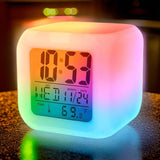 3166 7 Colour Changing LED Digital Alarm Clock Table Watch with Date Time Temperature for Office Bedroom Multicolor -Plastic