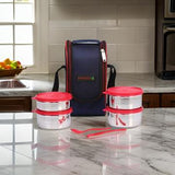 AM2224 SS Mini Xclusive Lunch Stainless Steel Mini Lunch Box MultiColour 4 Pieces