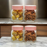 AM3001 Square Cube Glass Kitchen Storage Container Set, 250 ml 4 Pcs