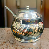 AM2210 Tall Boy designer ss Aarya Ghee Pot with Lid and Spoon 300ml