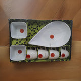 AM3098 Bombay Bliss Ceramic 4 piece Cup, Plastic 2 Piece Bowl & 1 Piece Platter Set Of 7 Piece