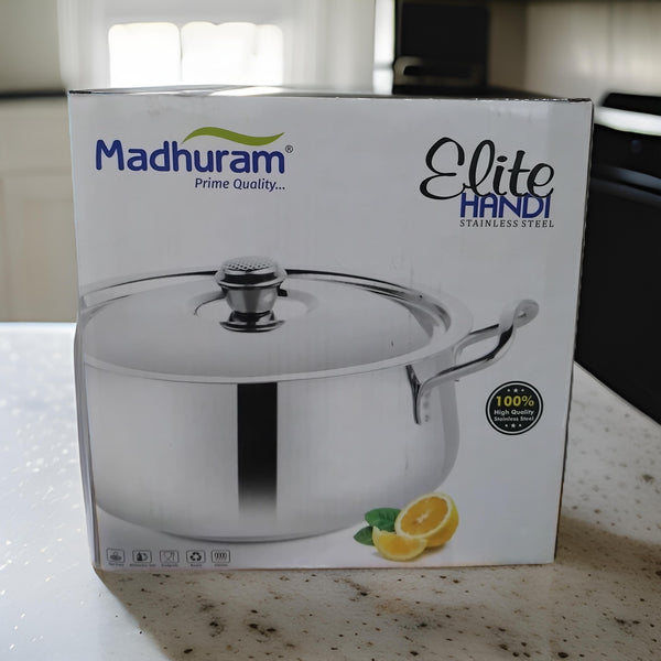 AM2950 Madhuram Prime Quality 2000ml Big Elite Handi 20Cm Stainless Steel 1 Pcs