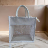 AM0592 Transparent Jute Bag  Eco-Friendly Plain Jute Bag for Tiffin  (L 11" x W 6" x H 11" )