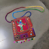 3893 9inch Traditional Purse, Rajasthani Jaipuri Cotton Bag