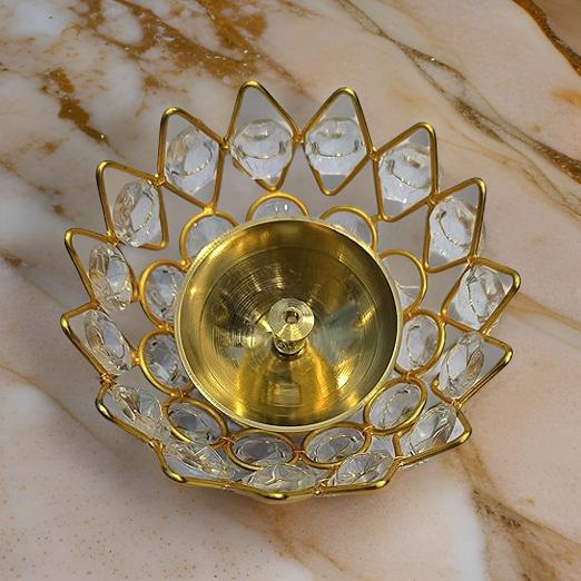 AM0359 Brass  Diamond & Lotus Style - Akhand Diya SIZE 1 BIG