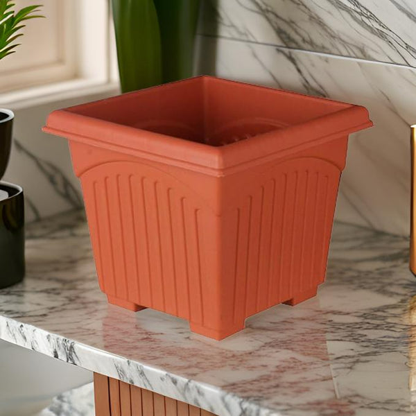 AM0814 Deep Heavy Duty Square Plastic Planters Pots -23cmX20cm