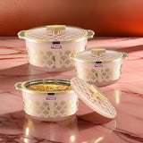 AM2408 Trueware Floraa Fine Inner Steel Casserole Set of 3 800ml 1200ml 1800ml