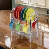 0746_Stainless Steel 2 Layer Plate & Bowl Stand Kitchen Utensil Rack/Cutlery Stand