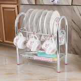 0746_Stainless Steel 2 Layer Plate & Bowl Stand Kitchen Utensil Rack/Cutlery Stand