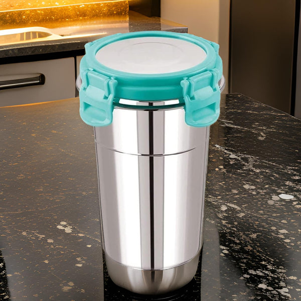 3330 Stainless Steel Airtight & Leak Proof Lock Glass Tumbler with Lid - 500ml