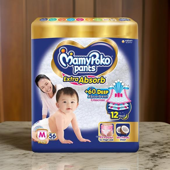 AM2299 MamyPoko Pants Extra Absorb Pants Style Diapers Medium 56 Pants 7-12Kg