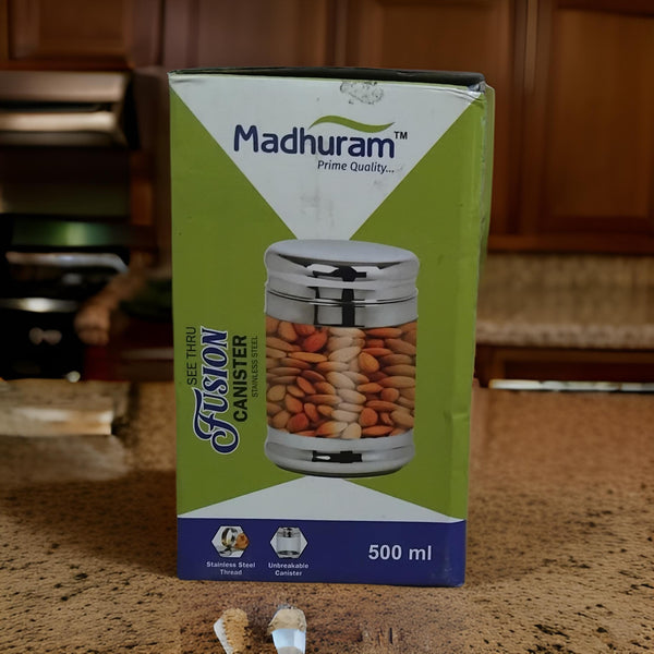 AM3081 Madhuram Prime Quality Fusion Canister 500ml Stainless Steel 1 Piece