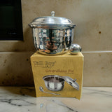 AM2212 Tall Boy Hammer ss Govardhana Ghee Pot with Lid and Spoon 200ml