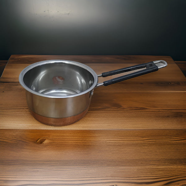 AM3102 Sauce Pan (2) Stainless Steel Copper Flat Bottom Sauce Milk Pan Bowl with Plastic Handle