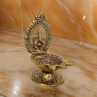 AM0757 Gold Plated Ganesha Diya Panch Bati Diya