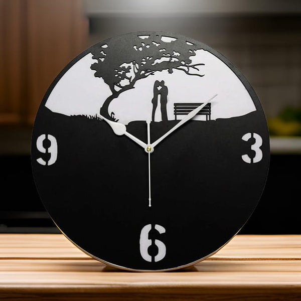 AM0601 Wooden Round Shape  Wall Clock Romentic Love Design design for Home -11.5x11.5