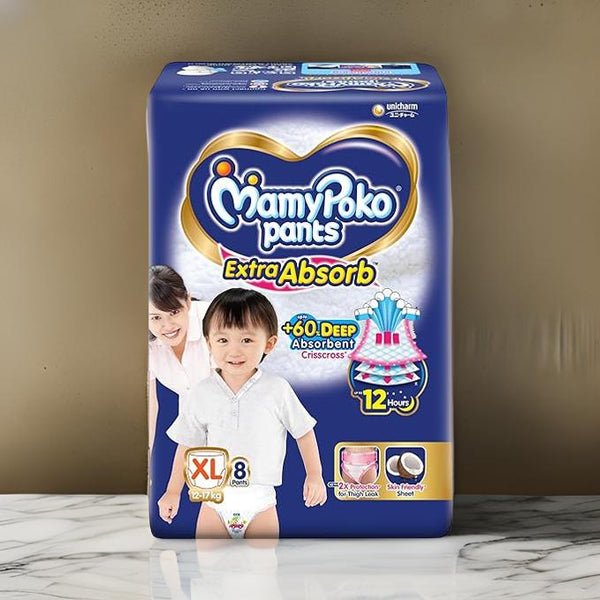 AM2293 MamyPoko Pants Extra Absorb Baby Diapers XL 8 Pants 12-17 Kg